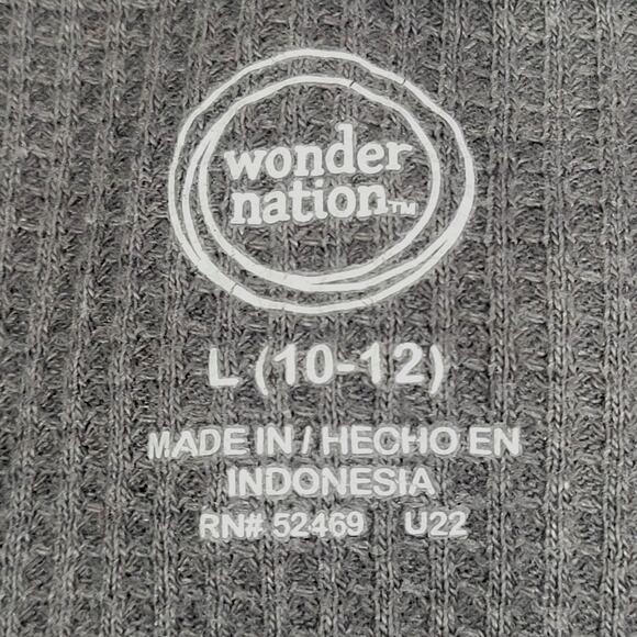 Wonder Nation Boys Black Gray Long Sleeve Thermal Shirt Size L (10-12) - Picture 2 of 6